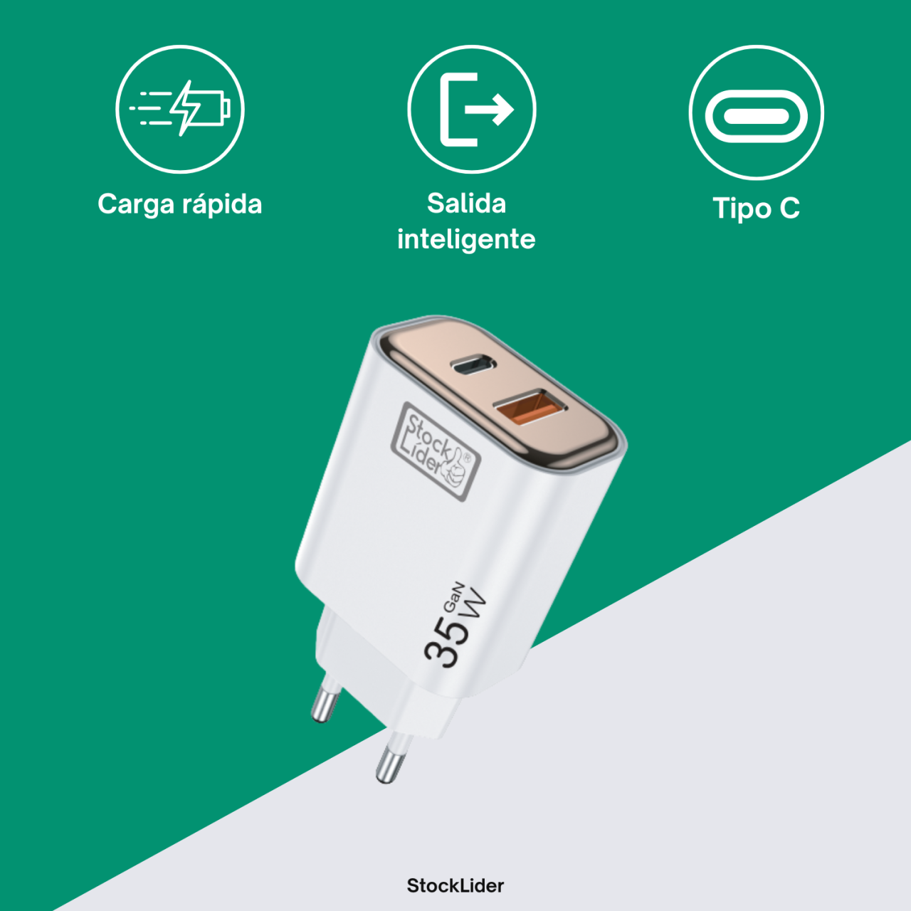 Adaptador Carregador Rápido USB + Tipo C