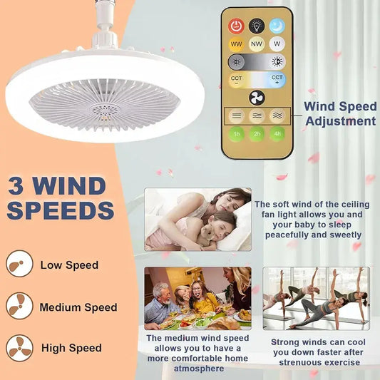 lámparas‑ventilador de techo LED multifuncionales con control remoto